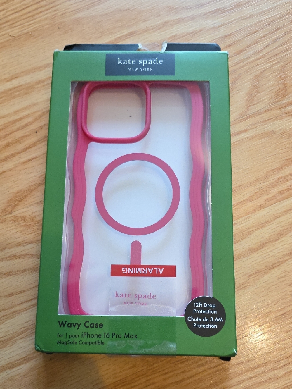 kate spade Clear iPhone 16 Pro Max Case with Pink Wavy Trim